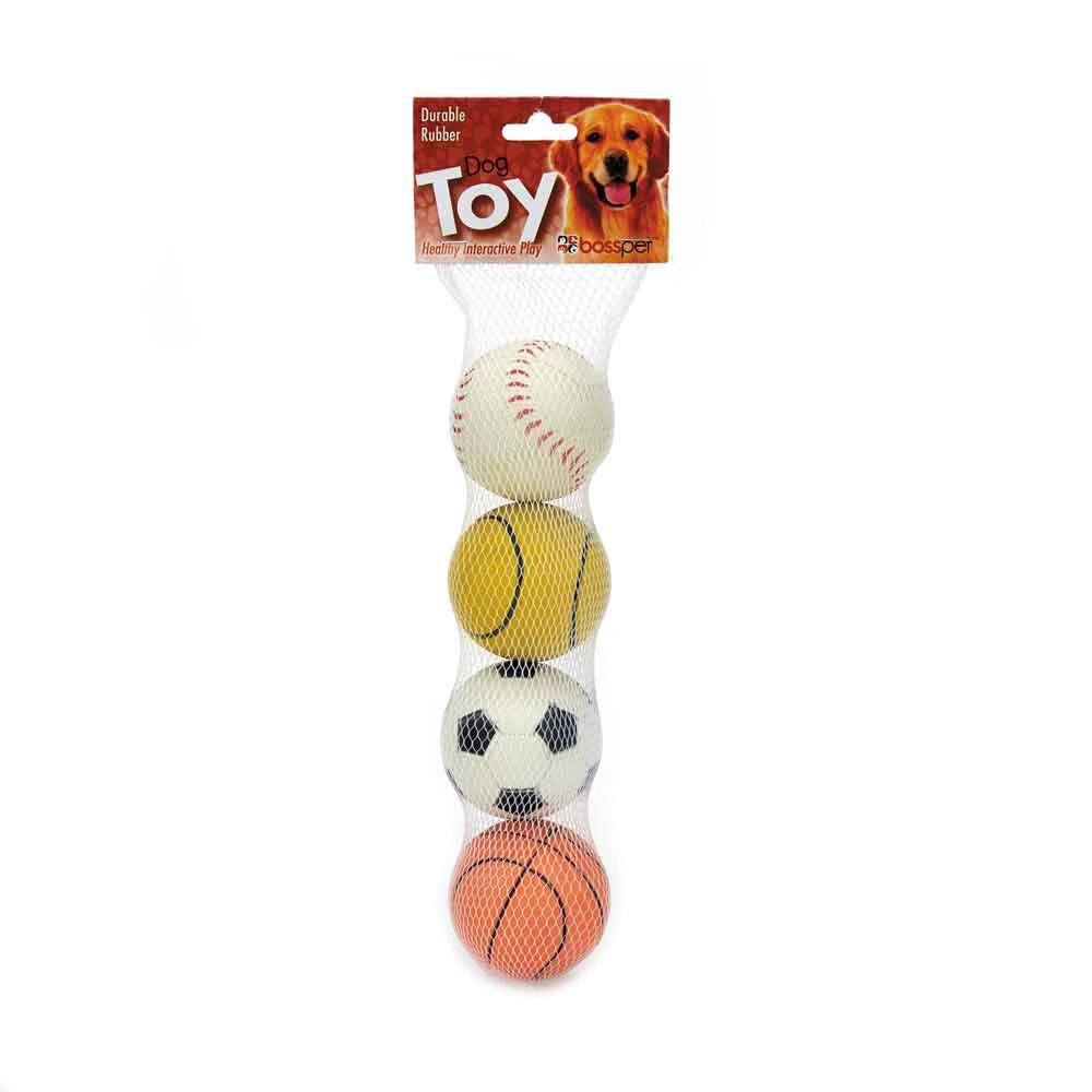 Boss Pet Sports Balls Dog Toy, 4-pk