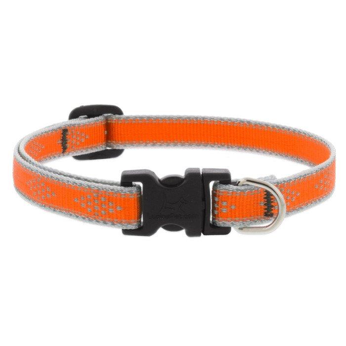 Lupine Pet High Lights Reflective Adjustable Dog Collar, Orange Diamond, 1/2-in x 10-16-in