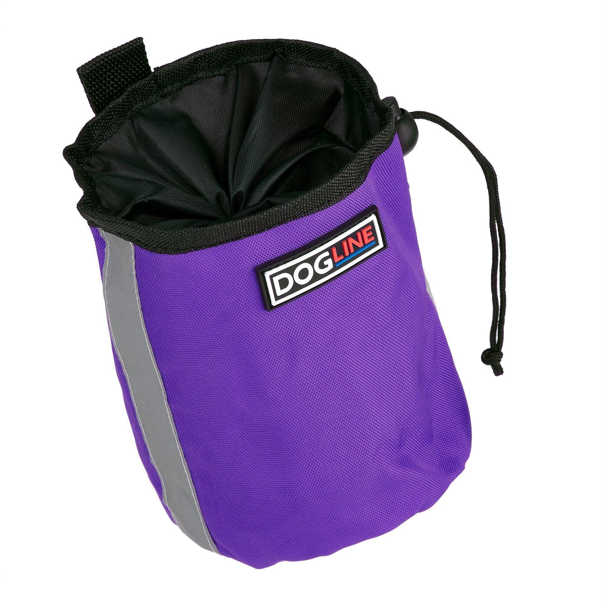 Dogline Beta Treat Pouch with Built-In Waste Bag Dispenser for Dogs, Purple, 4-in x 6-in