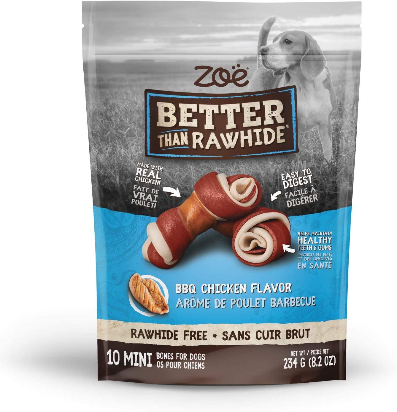 Zoe Better than Rawhide Bones BBQ Chicken Flavor Dog Treats, Mini