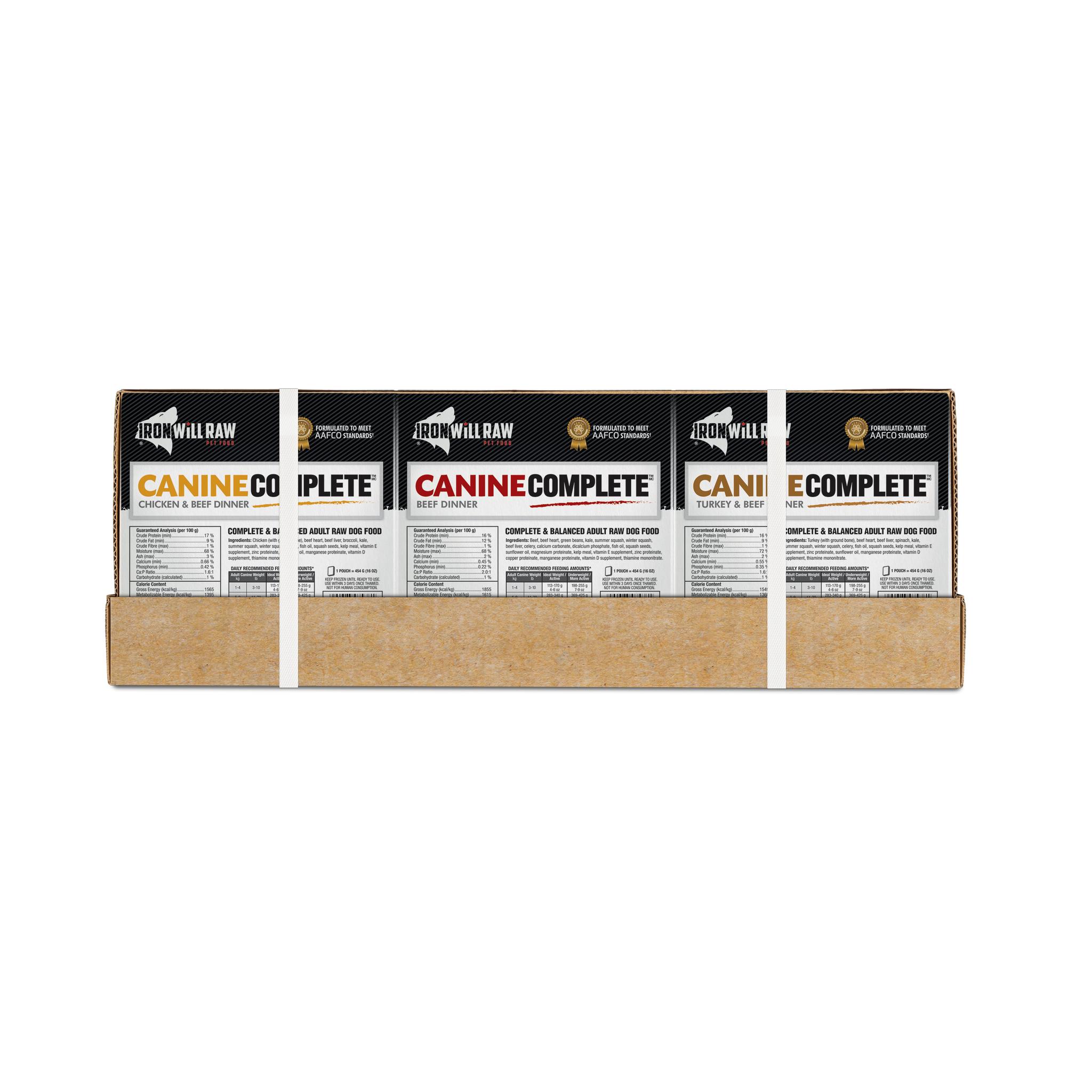 Iron Will Raw Canine Complete K9 Buffet Frozen Dog Food, 18lb Global