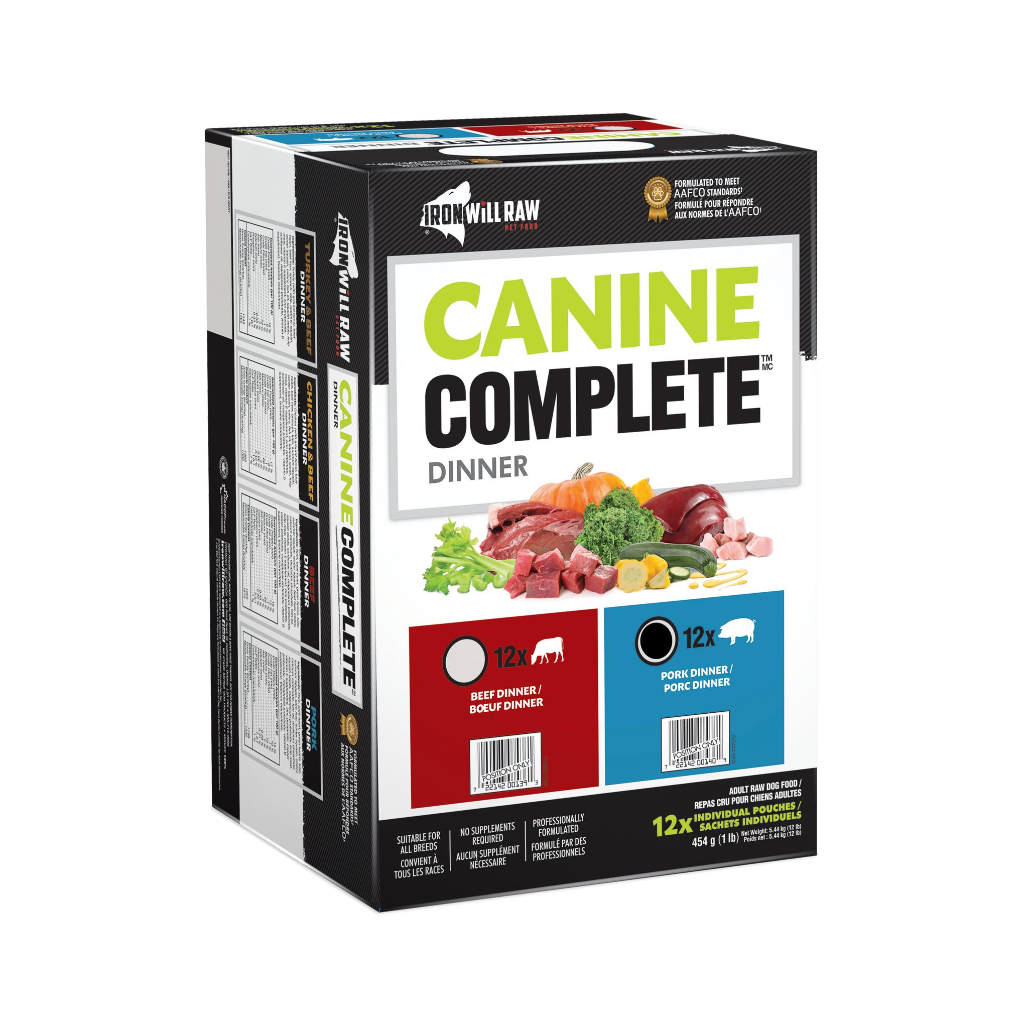 Iron Will Raw Canine Complete Pork Dinner Frozen Dog Food, 12-lb