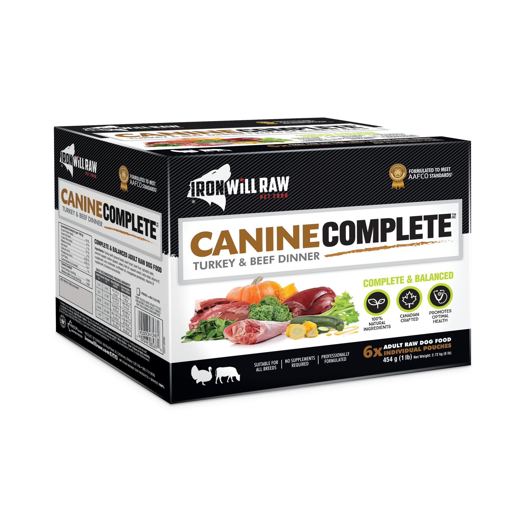 Iron Will Raw Canine Complete Turkey & Beef Dinner Frozen Dog Food, 6-lb