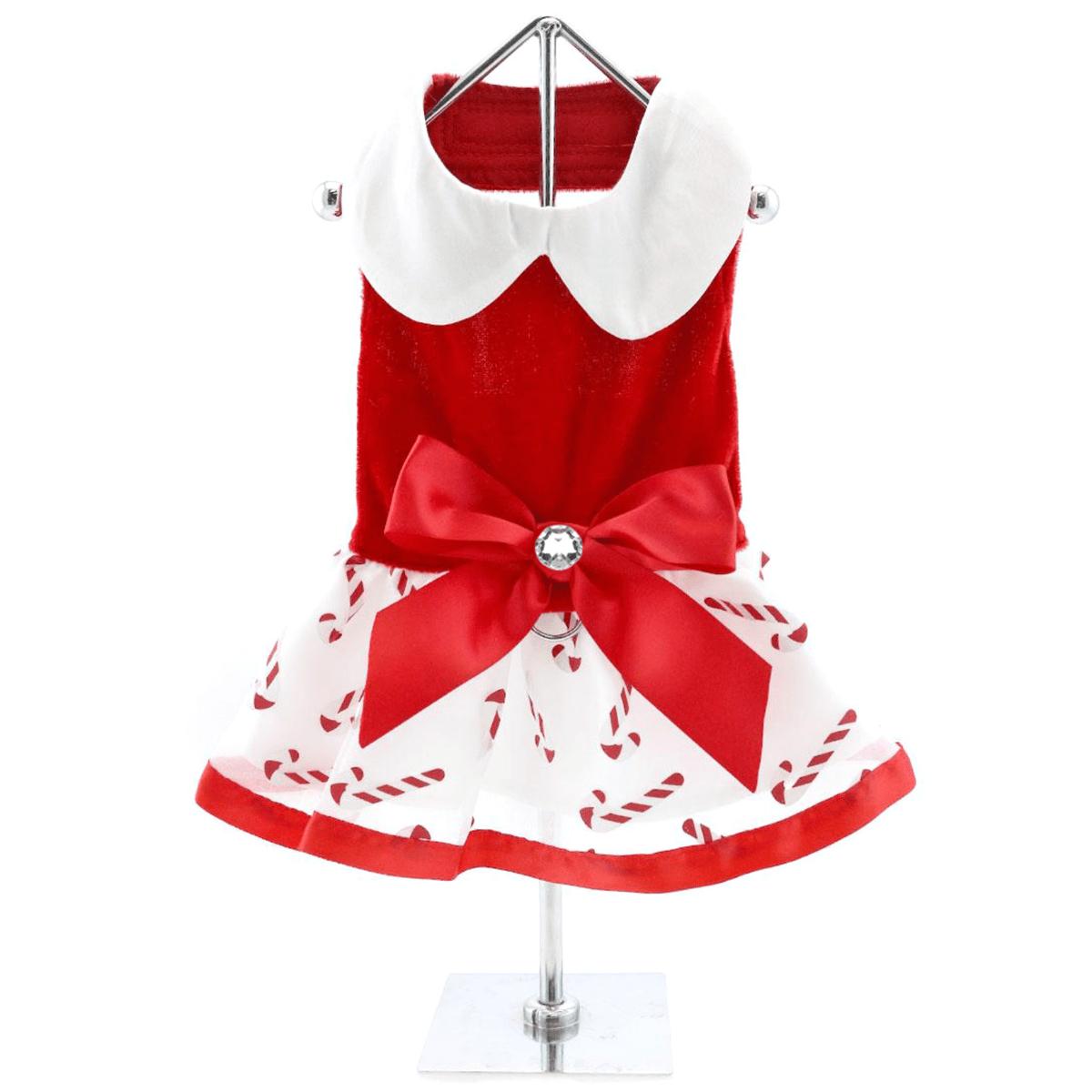 Doggie Design Holiday Dog Harness Dress, Candy Canes, Small