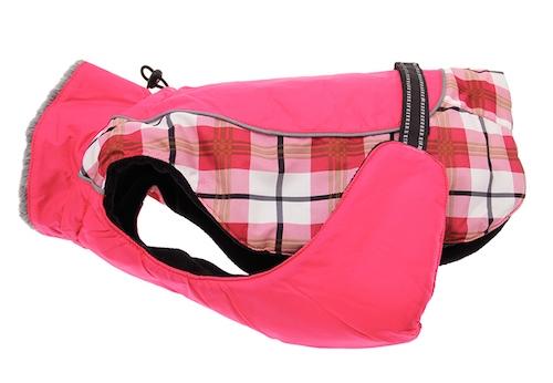 Doggie Design Alpine All Weather Dog Coat, Raspberry Plaid, Small