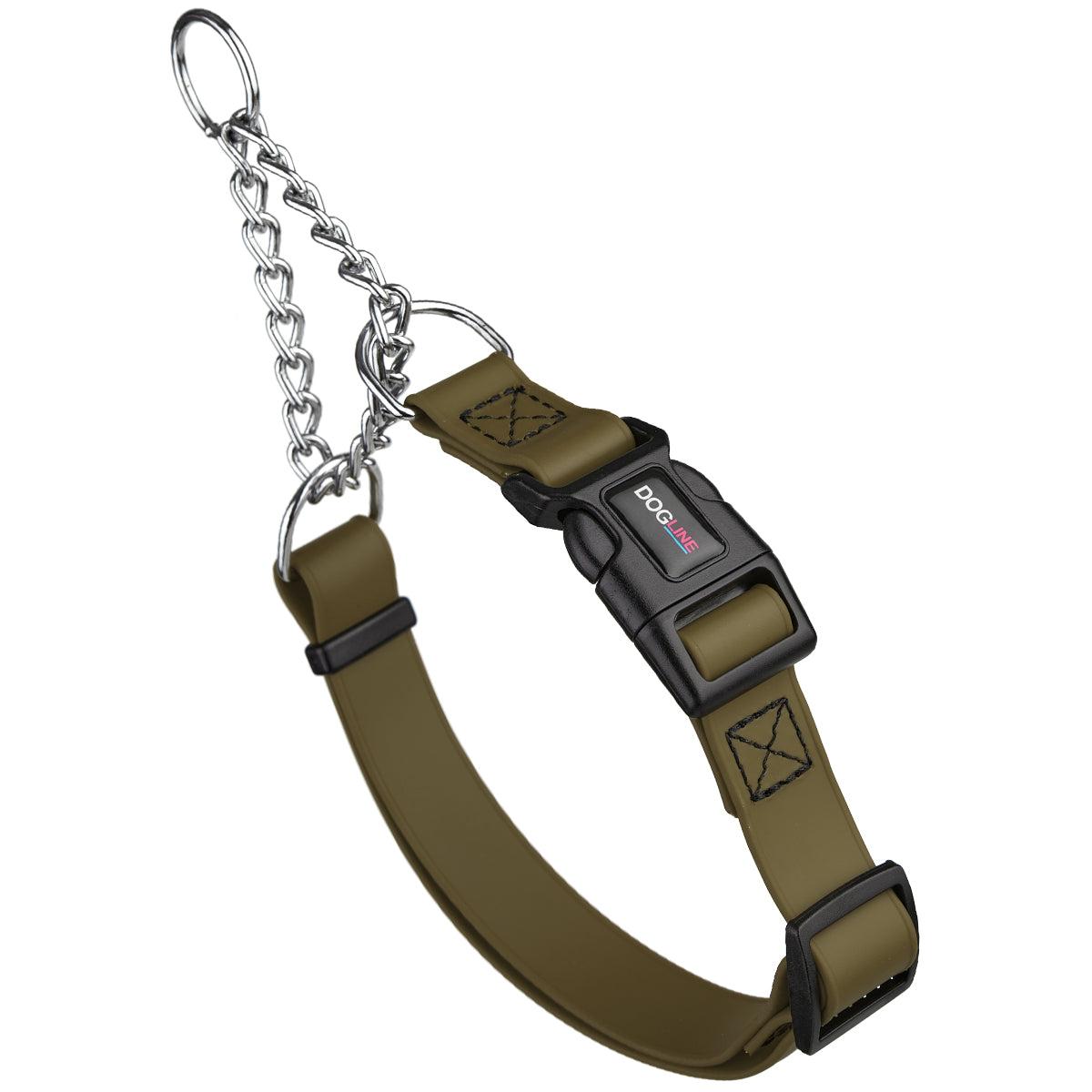 Dogline Biothane Adjustable Martingale Collar with Quick Release Buckle for Dogs, Coyote Brown, 3/4-in x 11-15-in