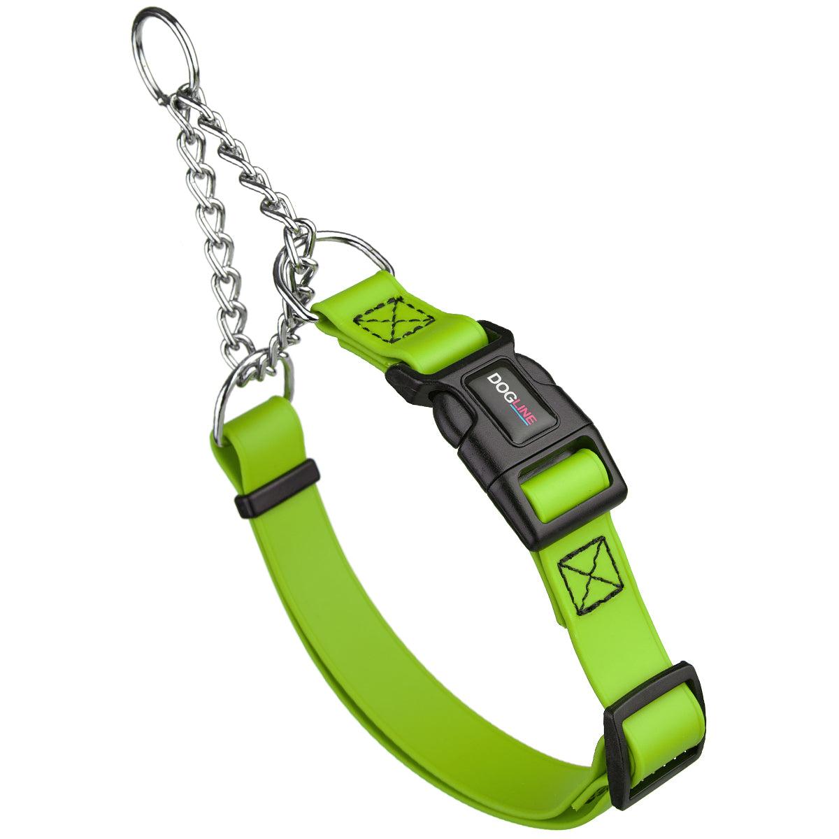 Dogline Biothane Adjustable Martingale Collar with Quick Release Buckle for Dogs, Lime Green