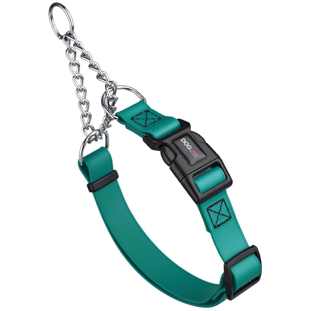 Dogline Biothane Adjustable Martingale Collar with Quick Release Buckle for Dogs, Teal, 3/4-in x 11-15-in