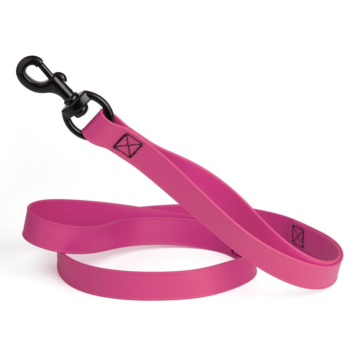 Dogline Biothane Waterproof Multi-Handle Dog Leash, Pink, 3/4-in x 4-ft