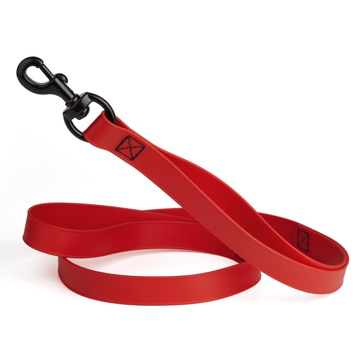 Dogline Biothane Waterproof Multi-Handle Dog Leash, Red, 3/4-in x 4-ft