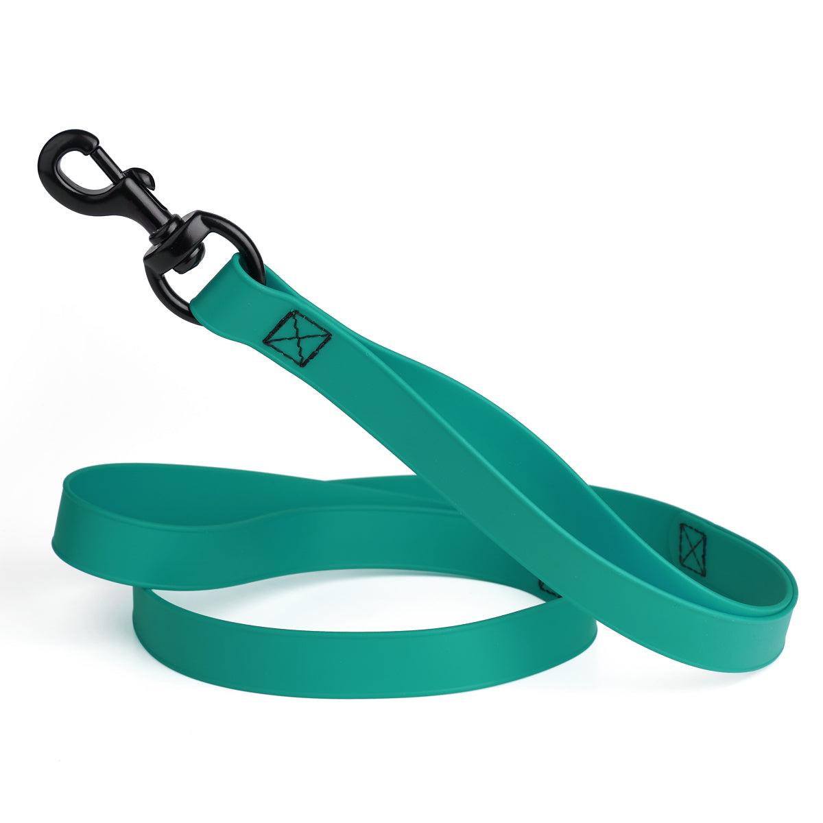 Dogline Biothane Waterproof Multi-Handle Dog Leash, Teal, 3/4-in x 4-ft
