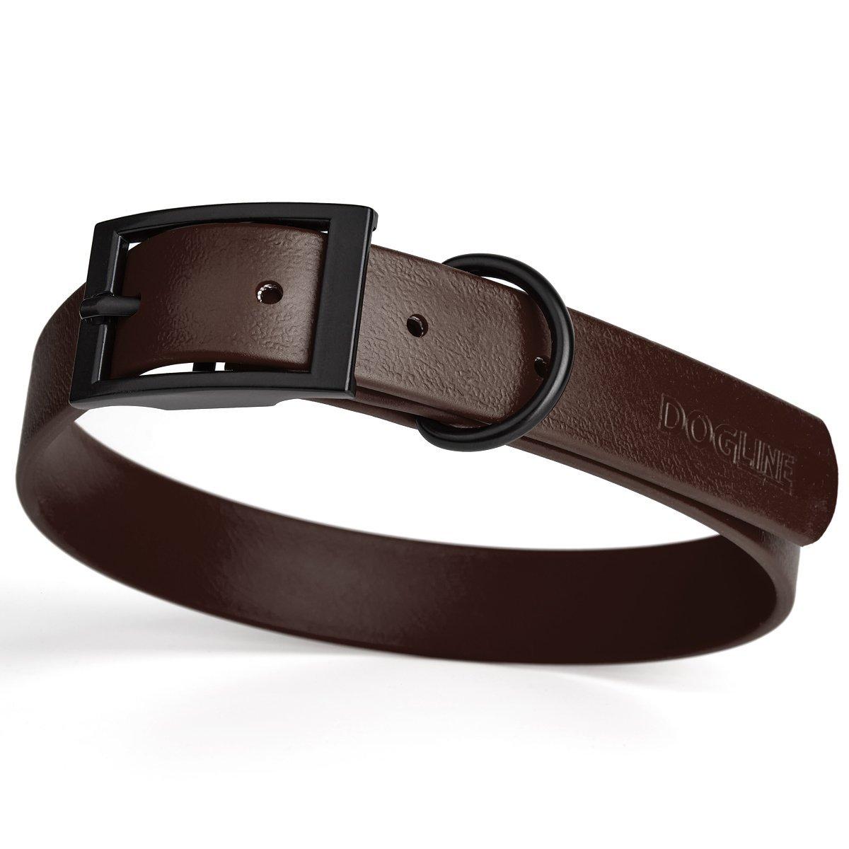 Dogline Biothane Waterproof Dog Collar, Dark Brown, 1/2-in x 9-12-in