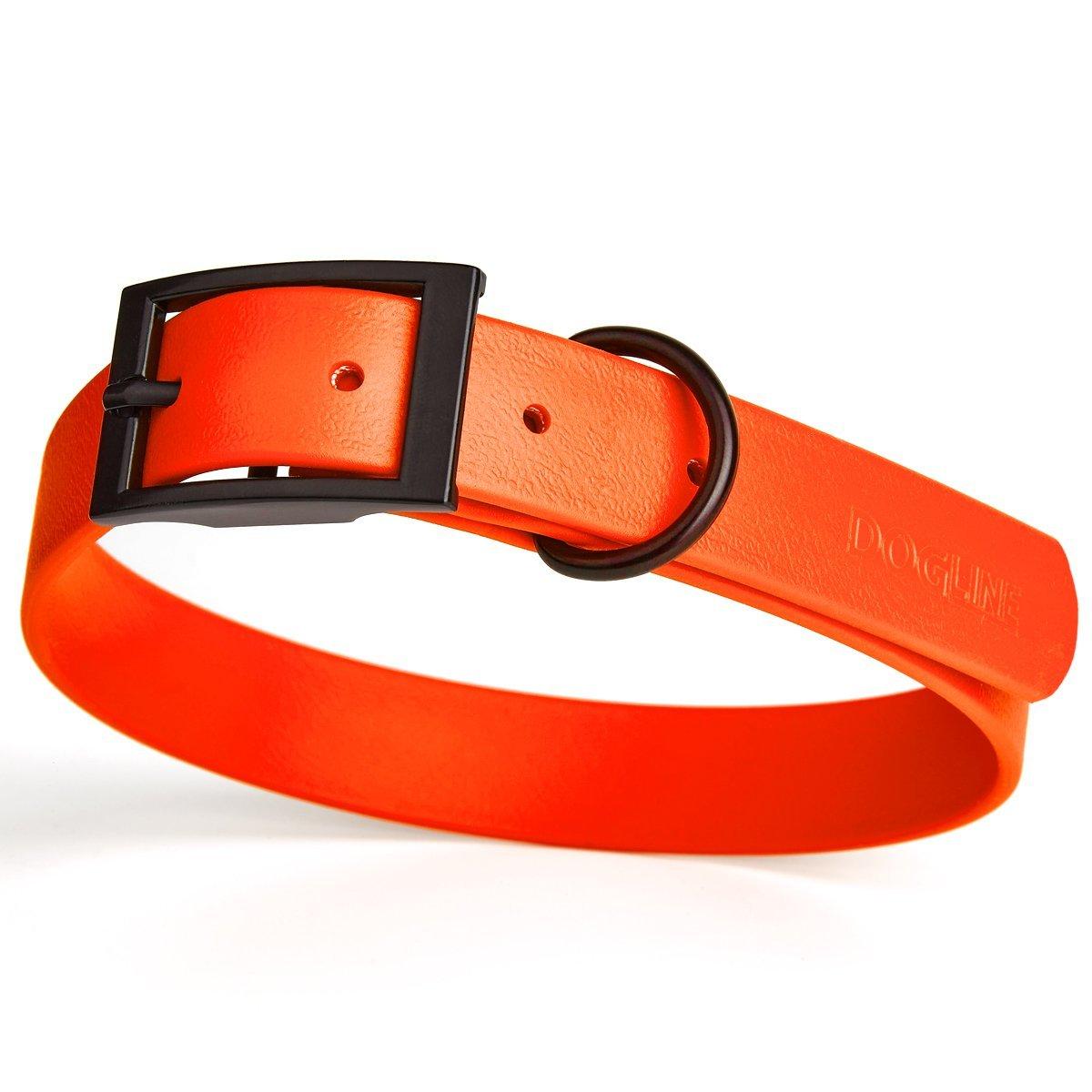 Dogline Biothane Waterproof Dog Collar, Neon Orange, 1-in x 22-25-in