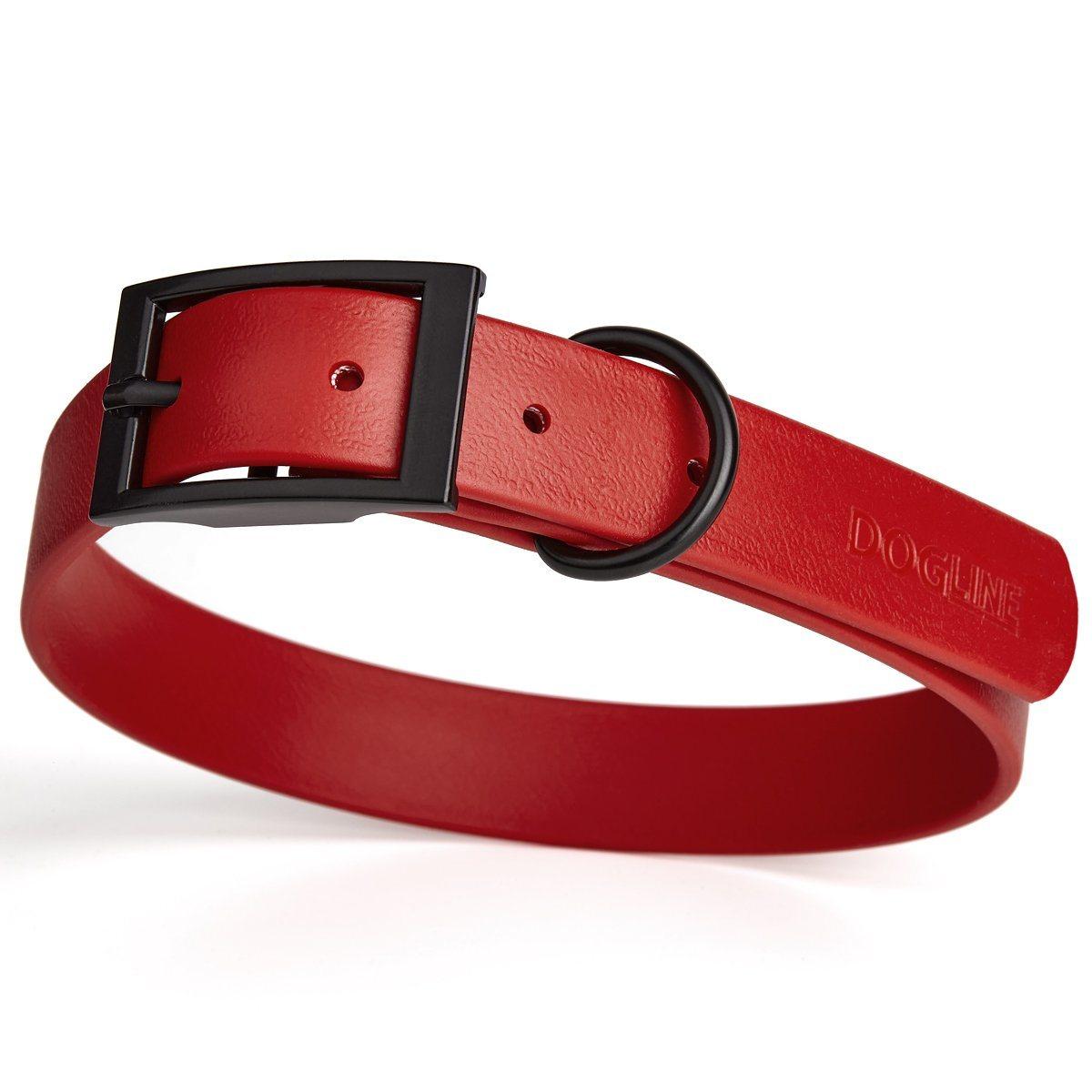 Dogline Biothane Waterproof Dog Collar, Red, 1-in x 18-22-in