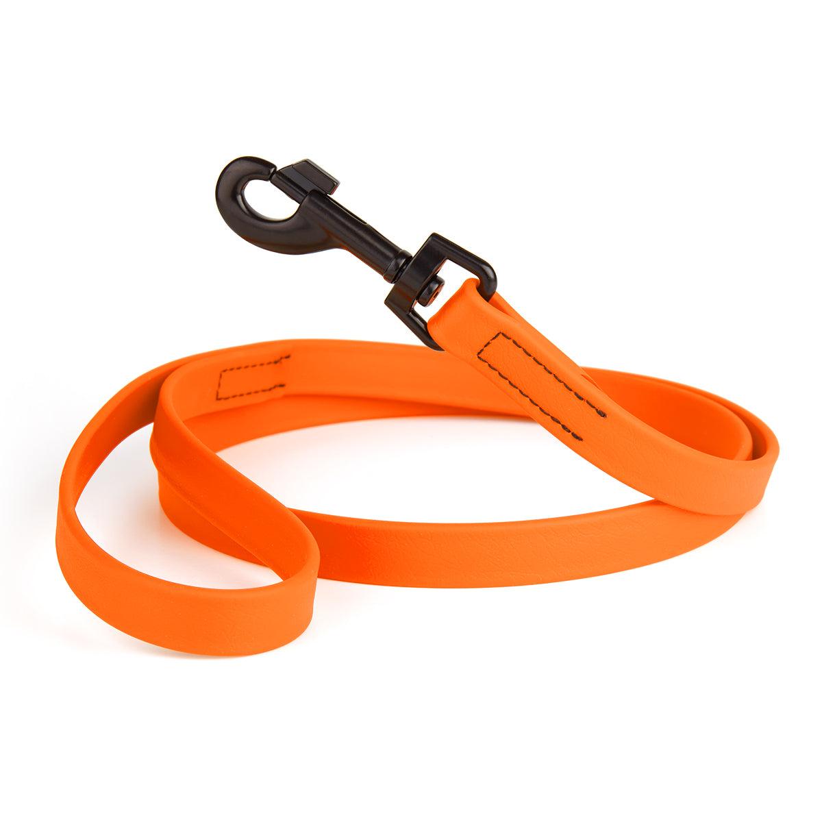 Dogline Biothane Waterproof Dog Leash, Neon Orange, 3/4-in x 2-ft