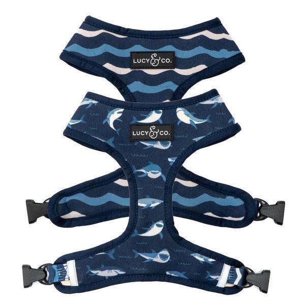 Lucy & Co. Reversible Dog Harness, Shark Attack, X-Small