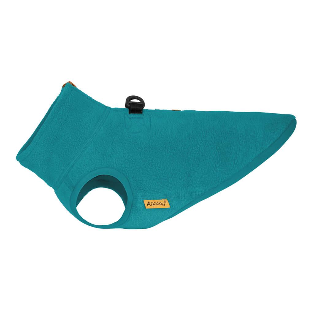 Gooby Half Zip Up Fleece Dog Vest, Turquoise, Small