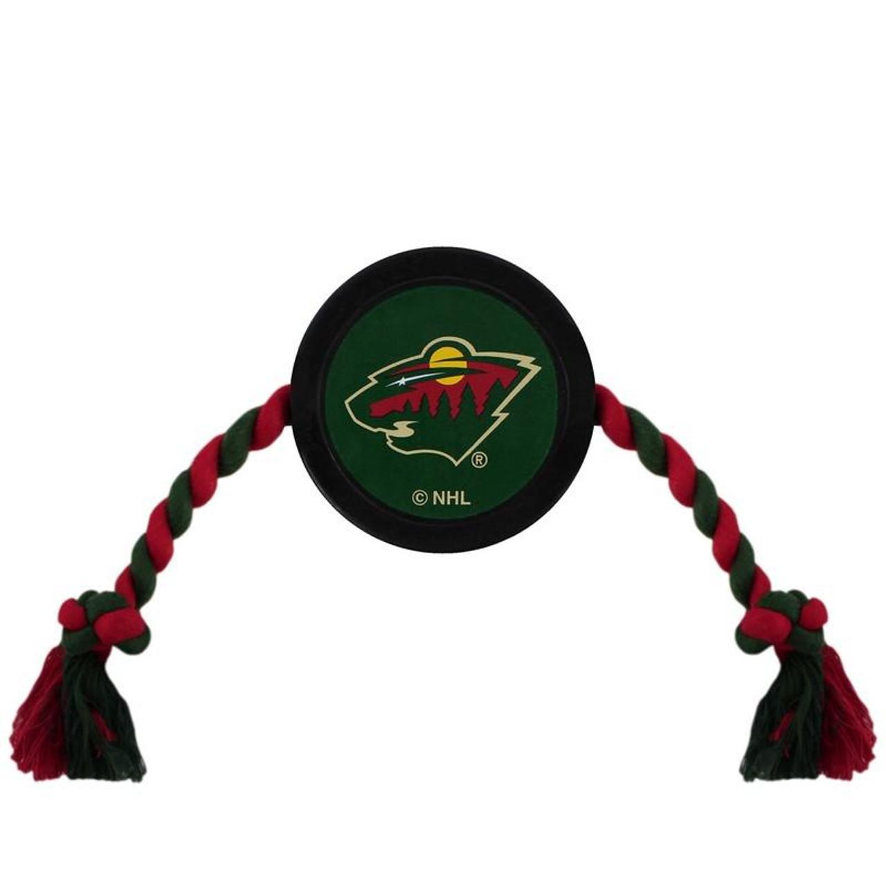 Pets First Minnesota Wild Hockey Puck Dog Toy, 14-in