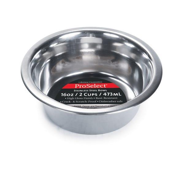 ProSelect Heavy Stainless Steel Mirror Finish Pet Bowl, 16-oz