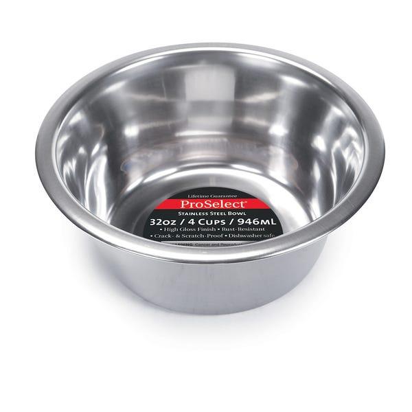 ProSelect Heavy Stainless Steel Mirror Finish Pet Bowl, 32-oz