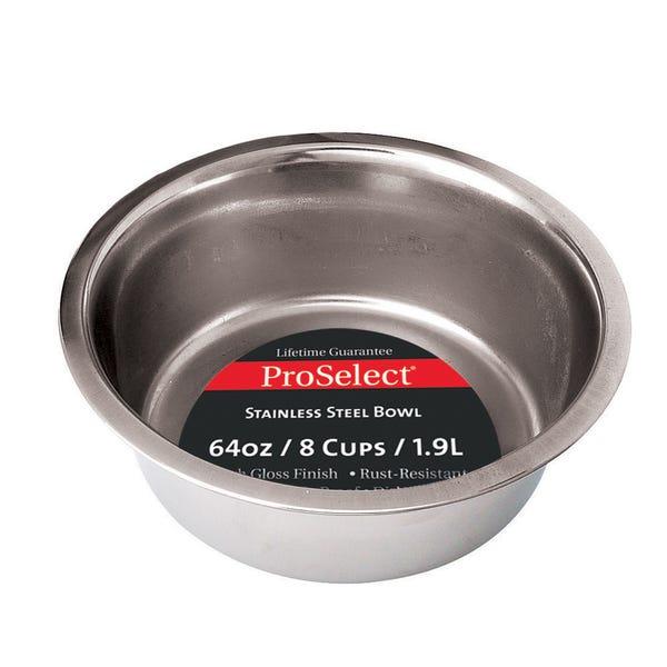 ProSelect Heavy Stainless Steel Mirror Finish Pet Bowl, 64-oz