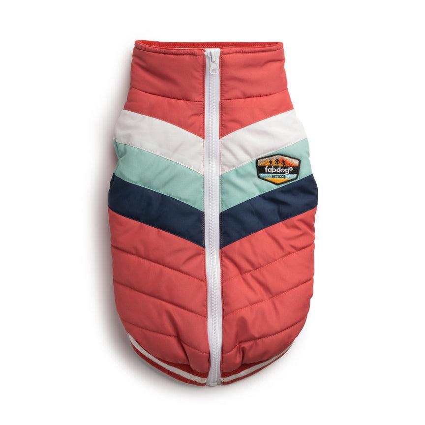 fabdog Chevron Dog Coat, Melon, 14-in