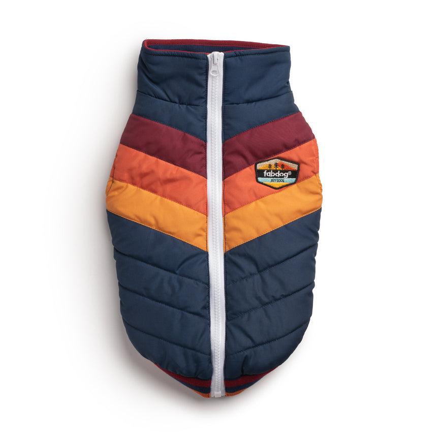 fabdog Chevron Dog Coat, Navy, 18-in