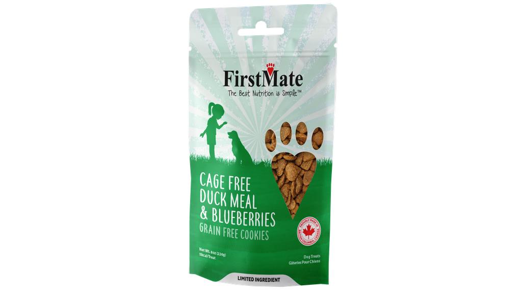 FirstMate Cage Free Duck Meal & Blueberries Dog Treats, 8-oz
