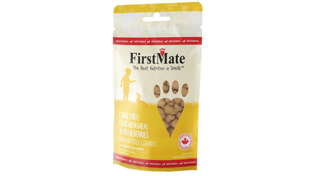 FirstMate Mini Trainers Cage Free Chicken Meal & Blueberries Dog Treats, 8-oz