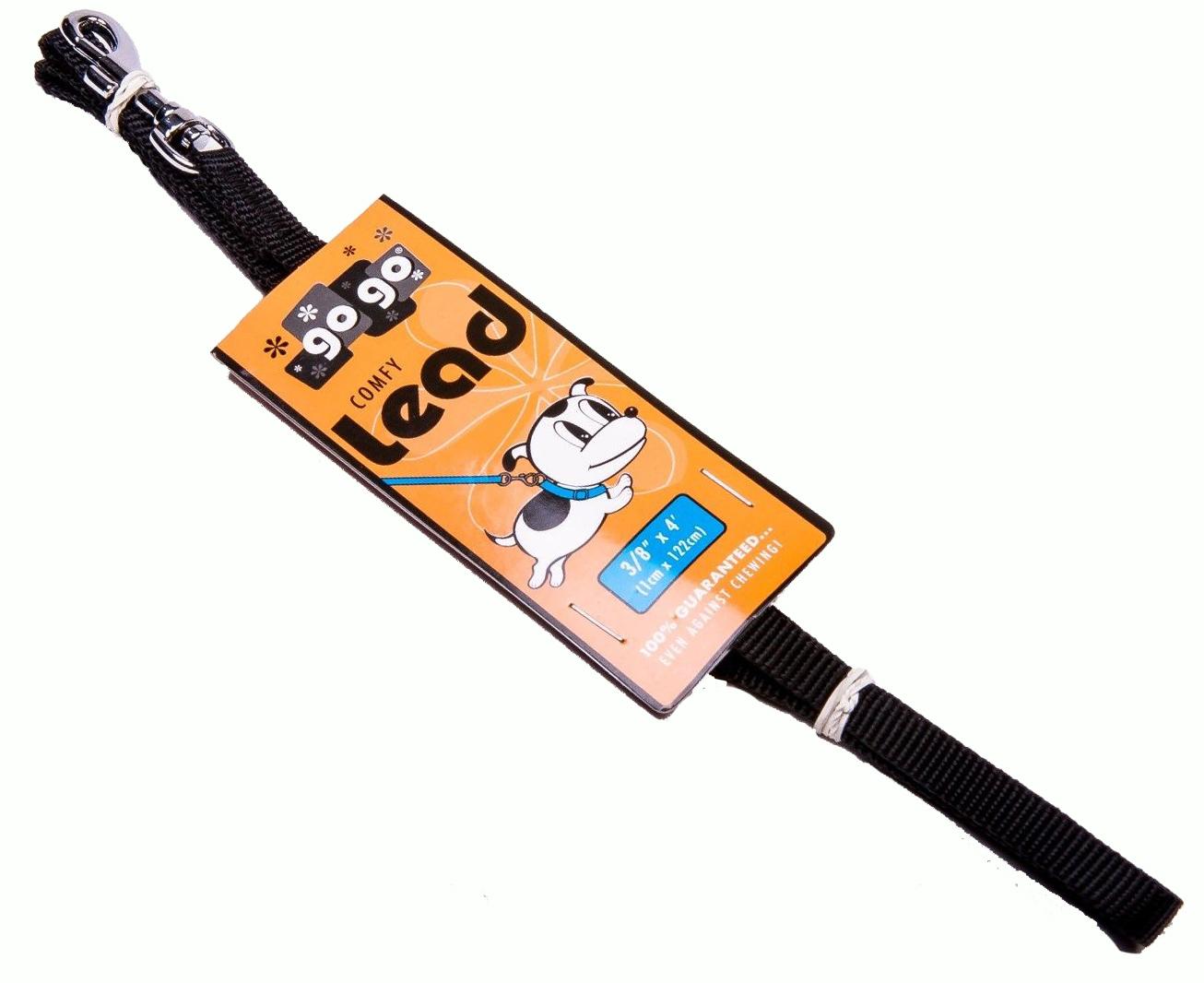 GoGo Comfy Nylon Dog Leash, Black, 1-in x 4-ft