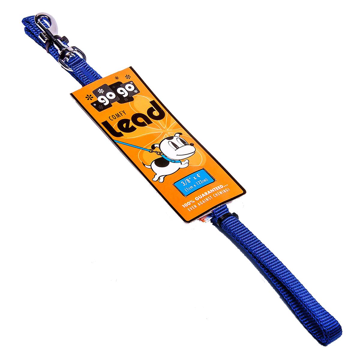 GoGo Comfy Nylon Dog Leash, Blue, 1-in x 4-ft
