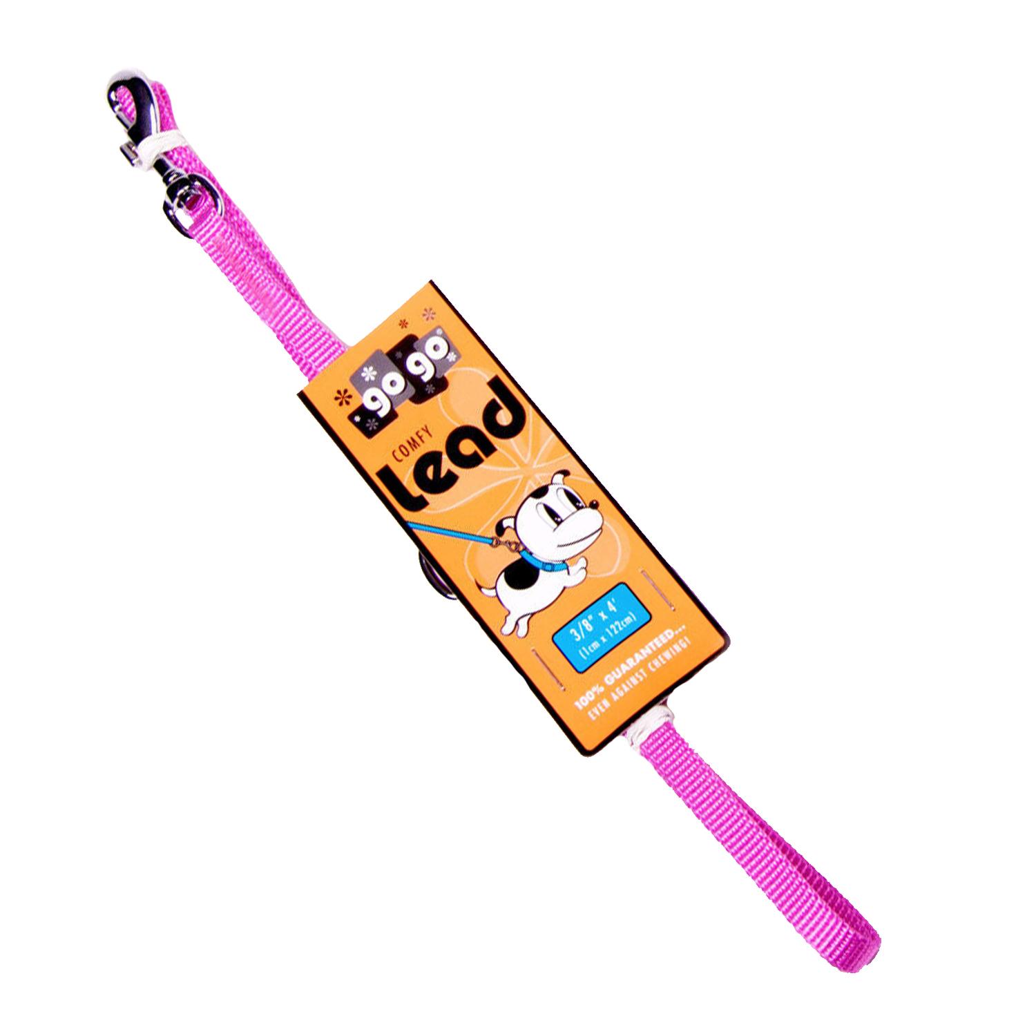 GoGo Comfy Nylon Dog Leash, Pink, 5/8-in x 4-ft