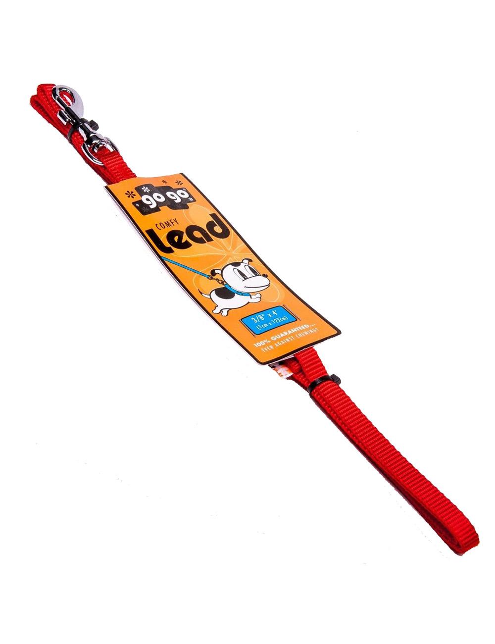 GoGo Comfy Nylon Dog Leash, Red, 3/4-in x 4-ft