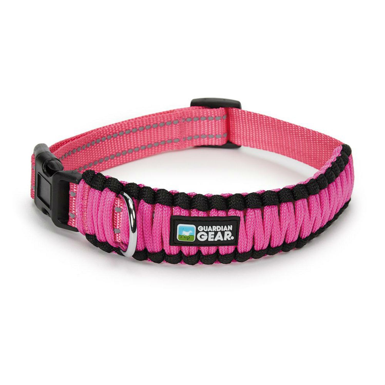 Guardian Gear Reflective Paracord Dog Collar, Pink, 15-20-in