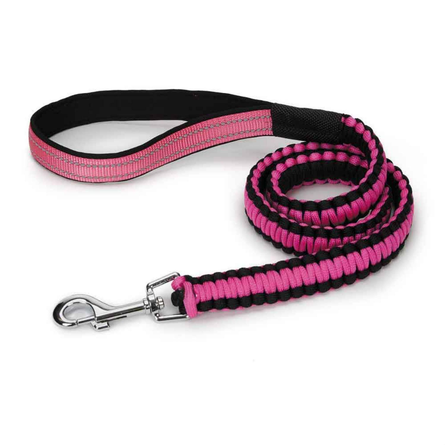 Guardian Gear Reflective Paracord Dog Lead, Pink, 4-ft