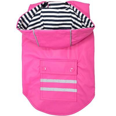 Doggie Design Slicker Raincoat with Striped Lining for Dogs, Raspberry Pink,  Small