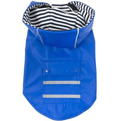 Doggie Design Slicker Raincoat with Striped Lining for Dogs, Cobalt Blue