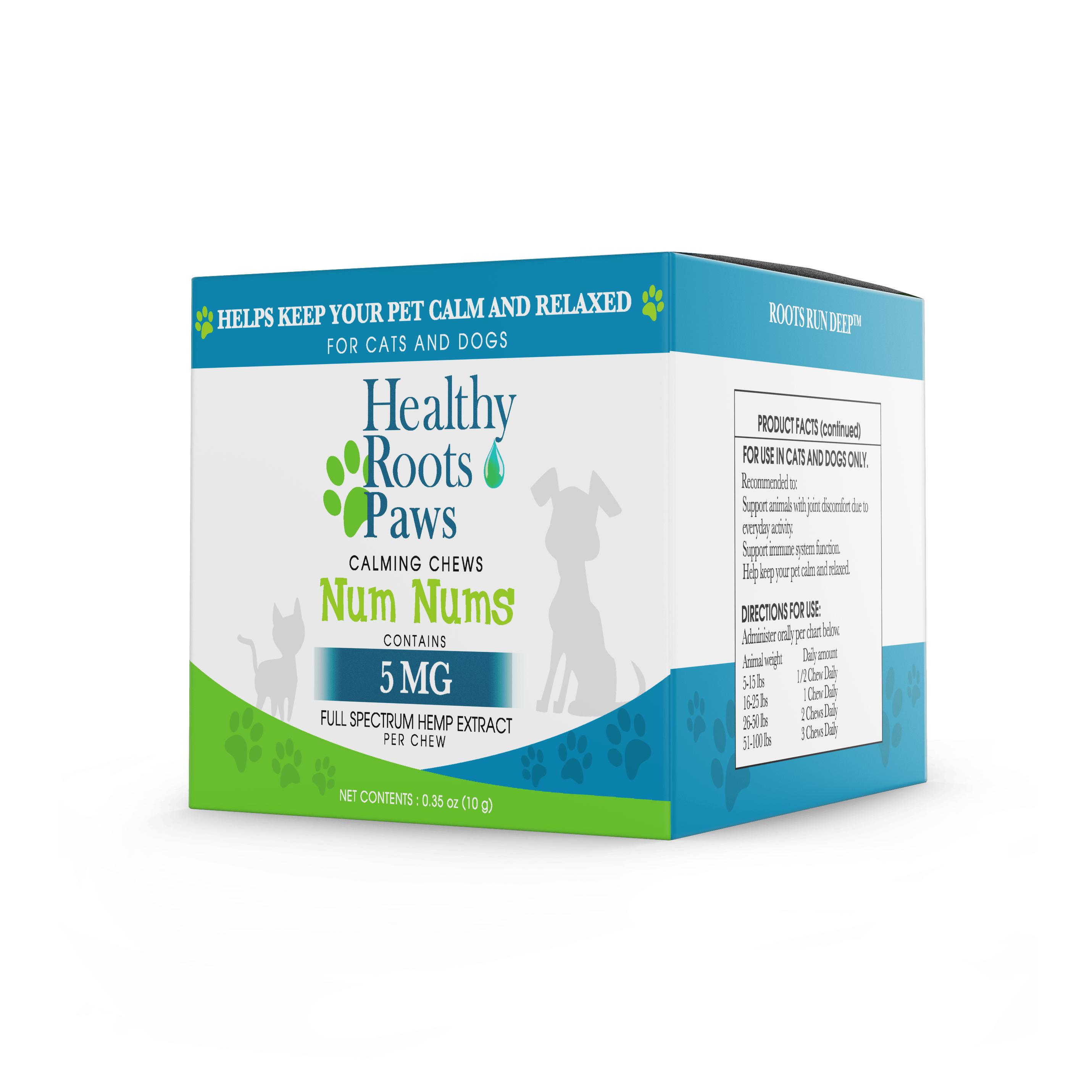 Healthy Roots Paws Num Nums Peanut Butter Calming Chews for Pets, 25mg
