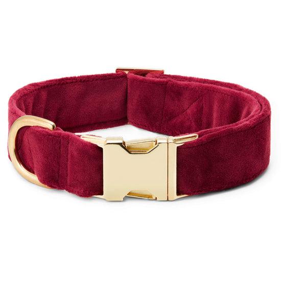 The Foggy Dog Collar for Dogs, Burgundy Velvet, Small