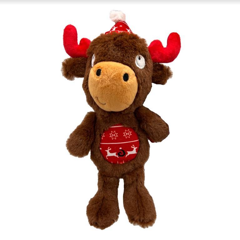 Huxley & Kent Power Plush Mistletoe Moose Dog Toy, Small