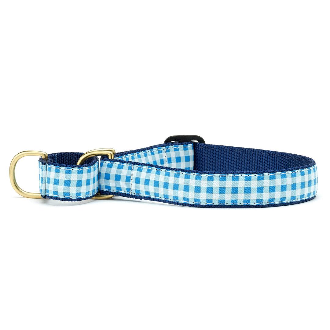 Up Country Martingale Dog Collar, Blue Gingham, Small