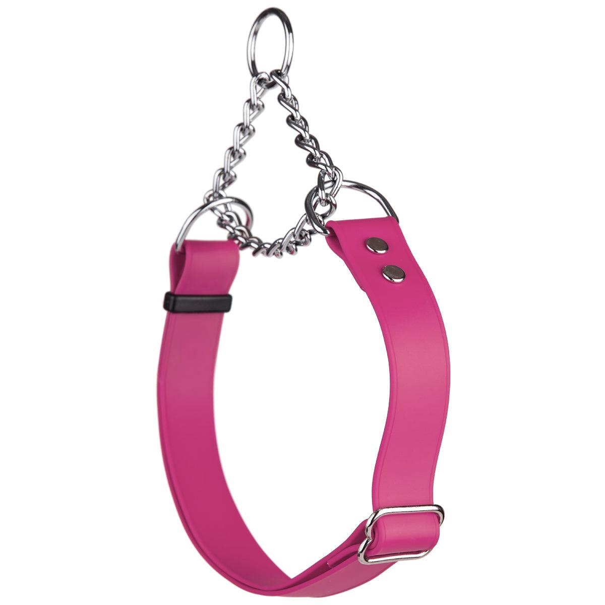 Dogline Biothane Adjustable Martingale Dog Collar, Pink, 1-in x 14-20-in
