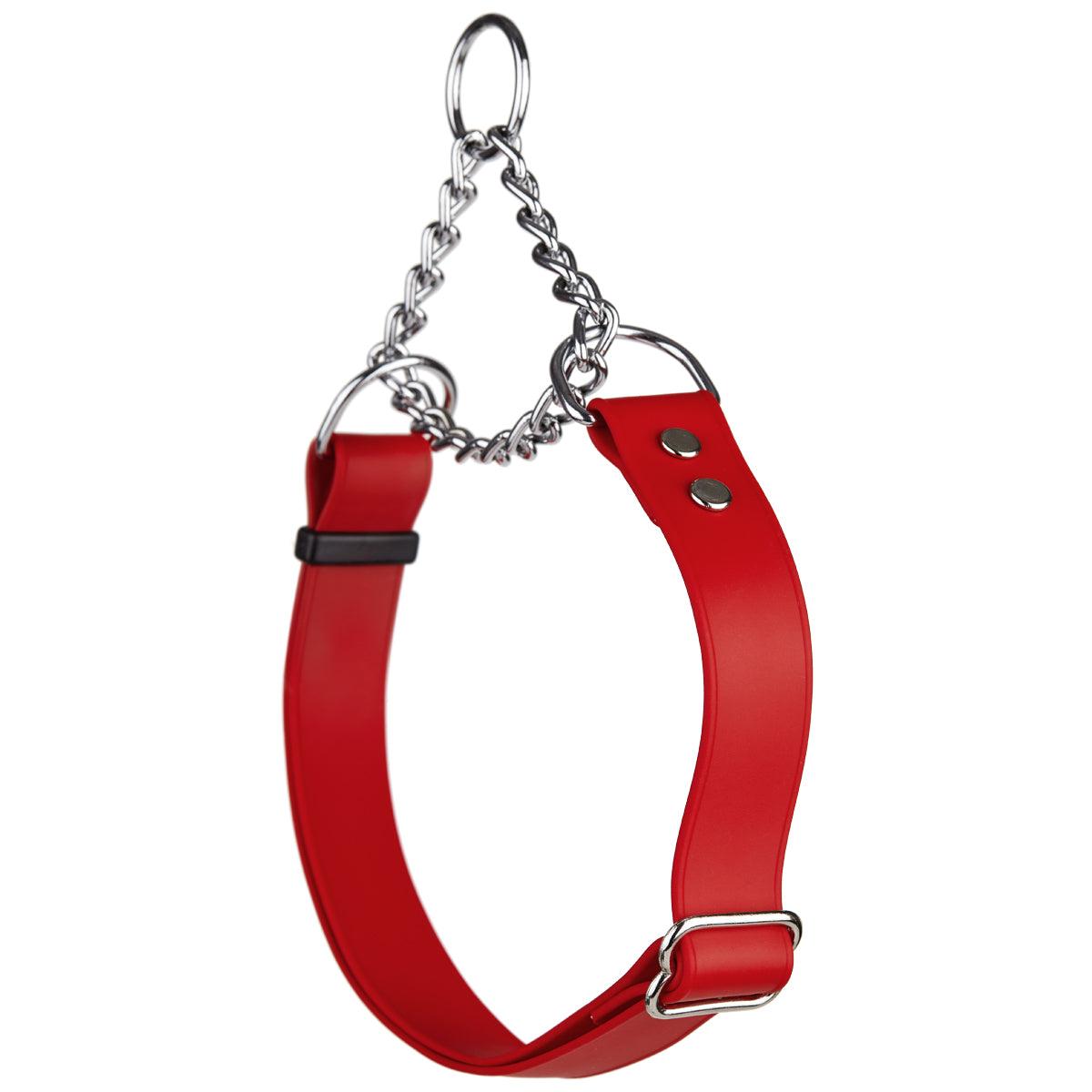 Dogline Biothane Adjustable Martingale Dog Collar, Red, 3/4-in x 11-15-in
