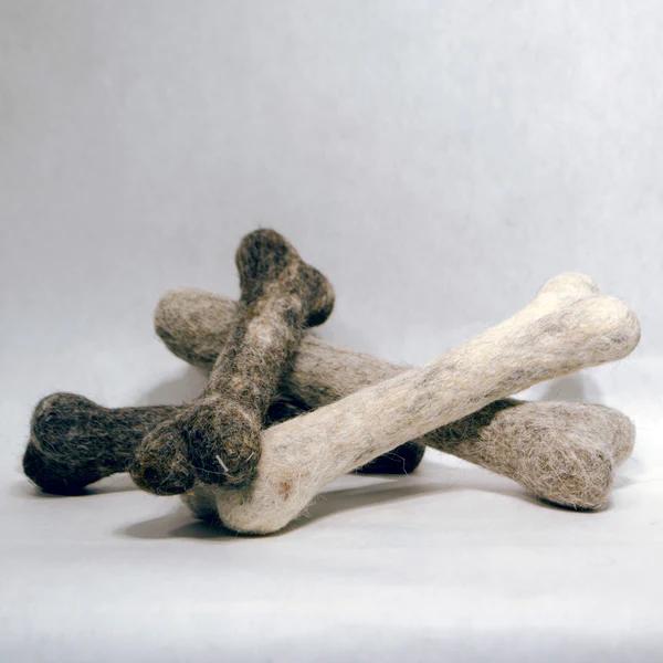 Snow Leopard Trust Felted Wool Bone Dog Toy, Assorted