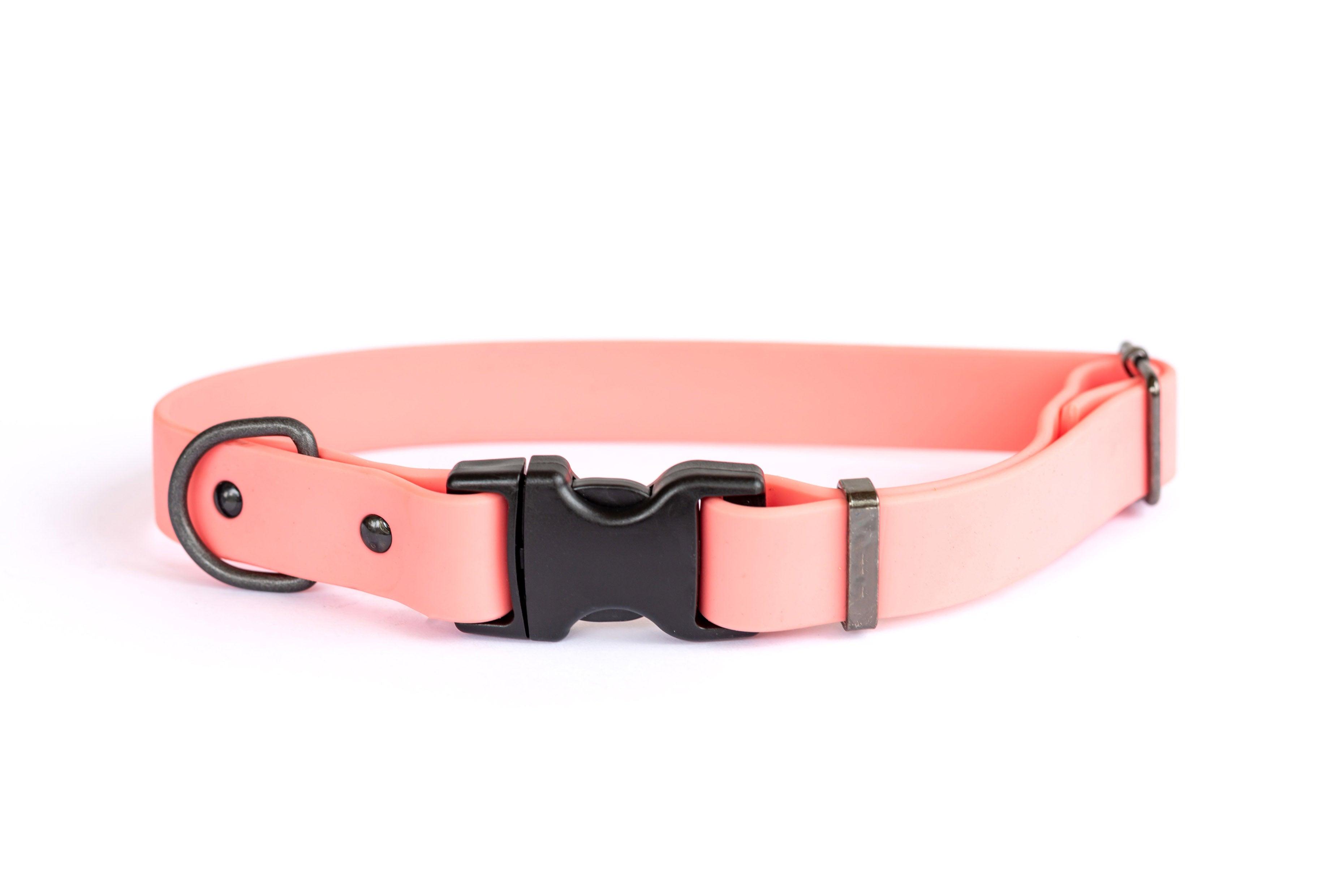 Euro-Dog Waterproof PVC Coated Nylon Quick-Release Buckle Dog Collar, Coral, Small