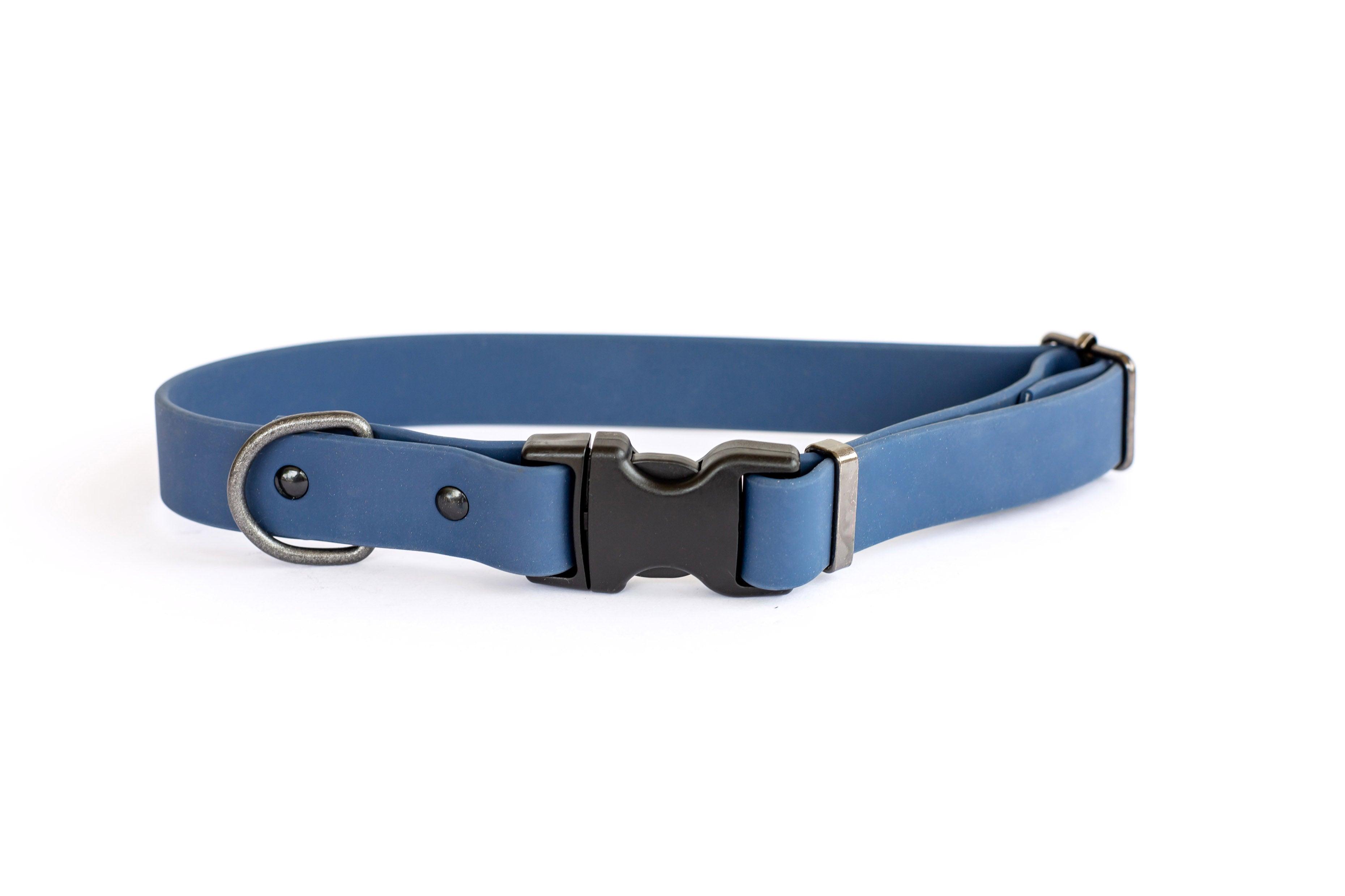 Euro-Dog Waterproof PVC Coated Nylon Quick-Release Buckle Dog Collar, Navy, Large