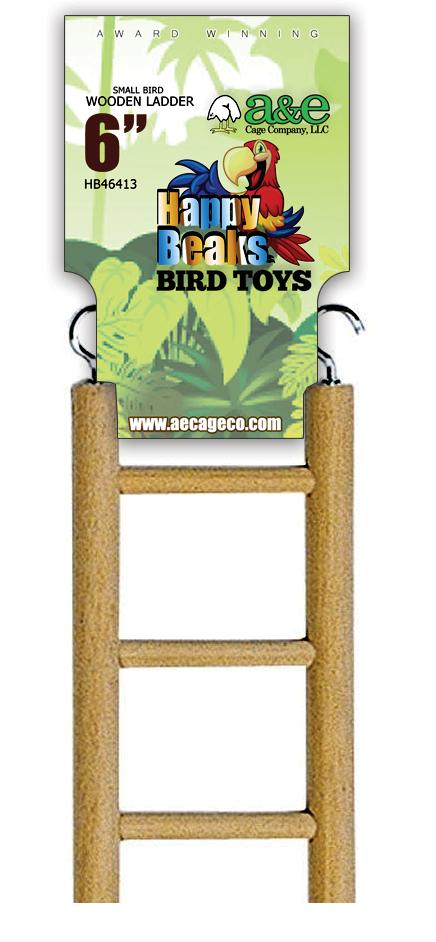 A&E Cage Company Happy Beaks Wooden Hanging Ladder for Small Birds, 6-in