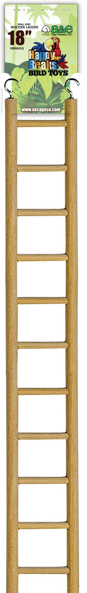 A&E Cage Company Happy Beaks Wooden Hanging Ladder for Small Birds, 18-in