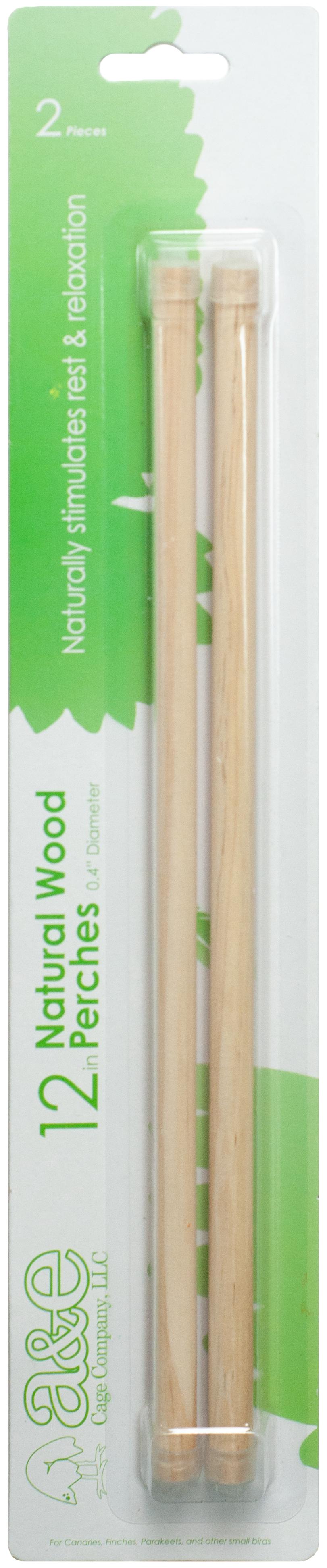 A&E Cage Company Wooden Replacement Bird Perch, 2-pk, 12-in