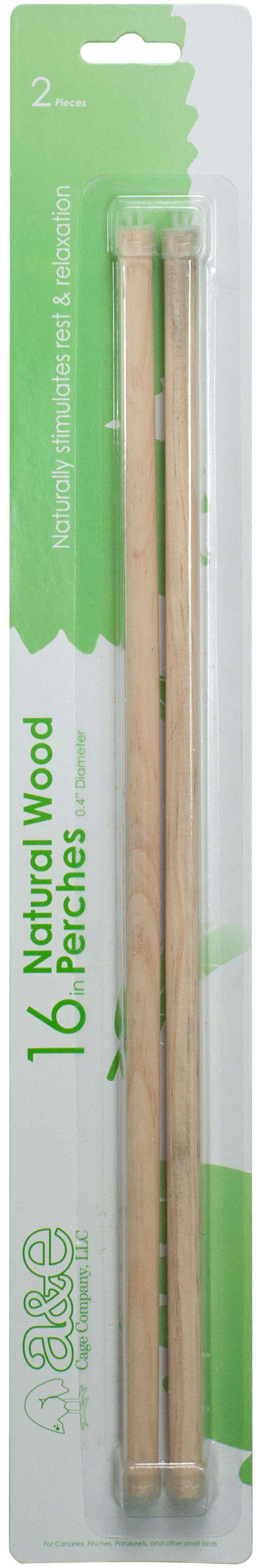 A&E Cage Company Wooden Replacement Bird Perch, 2-pk, 16-in